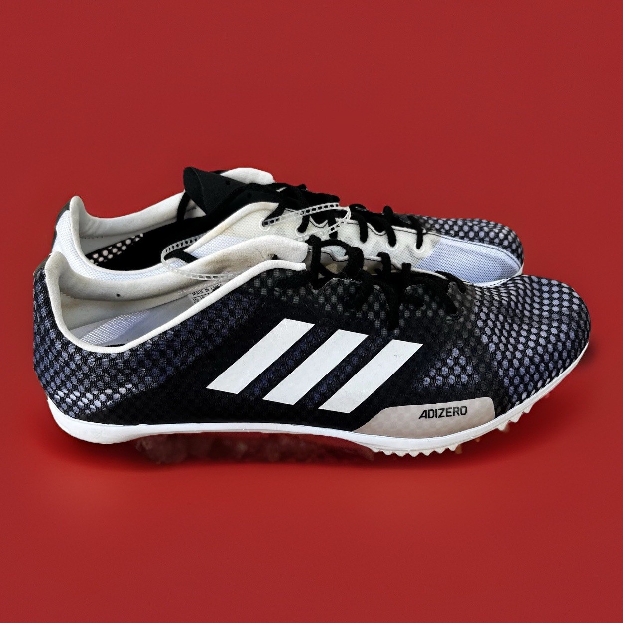 Adidas Track Shoes Mens 11.5 Black White Adizero Ambition 4 Cleat Running Core