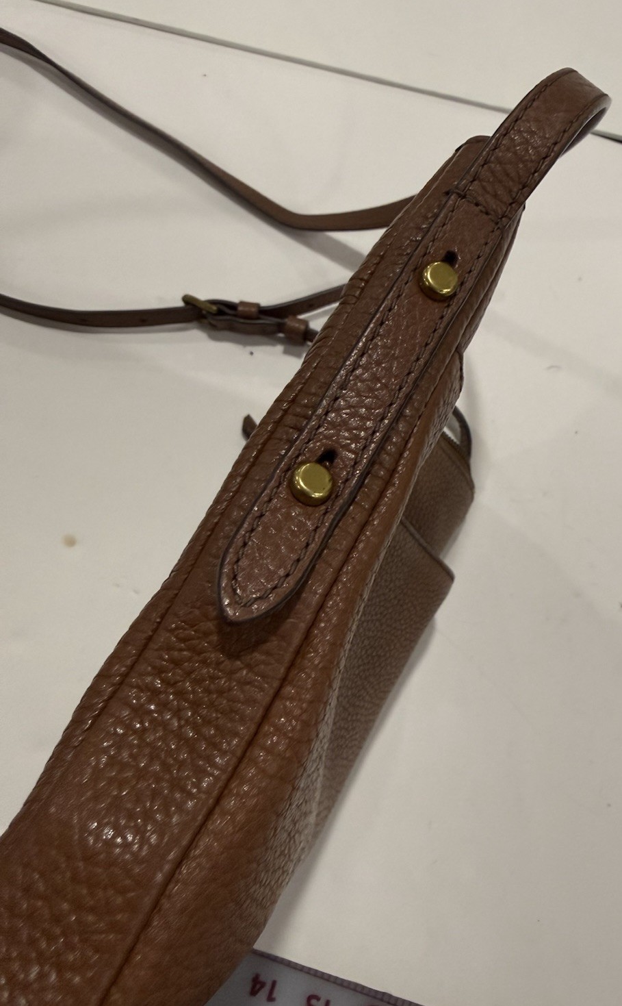 Brown Genuine Leather Pebbled Fossil Purse Crossbody Adjustable Strap SHB2037