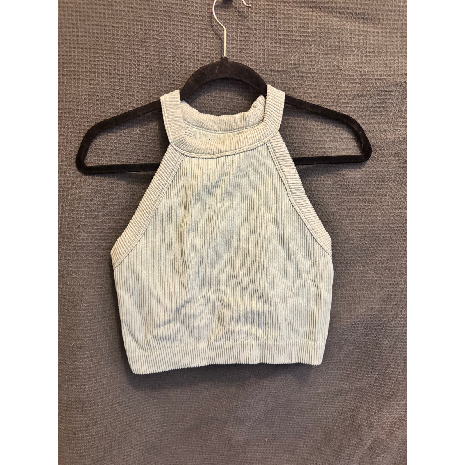Aerie Superchill Seamless High Neck Bra Top Sterling Blue (discontinued style)