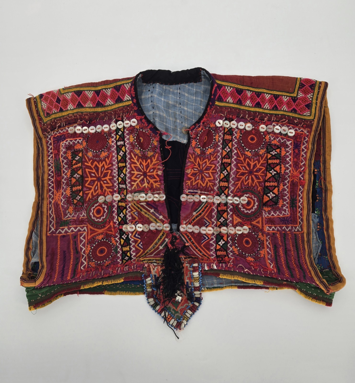 Vintage Afghan Kuchi Hand-embroidered Tribal Dress Panel or Vest #2734