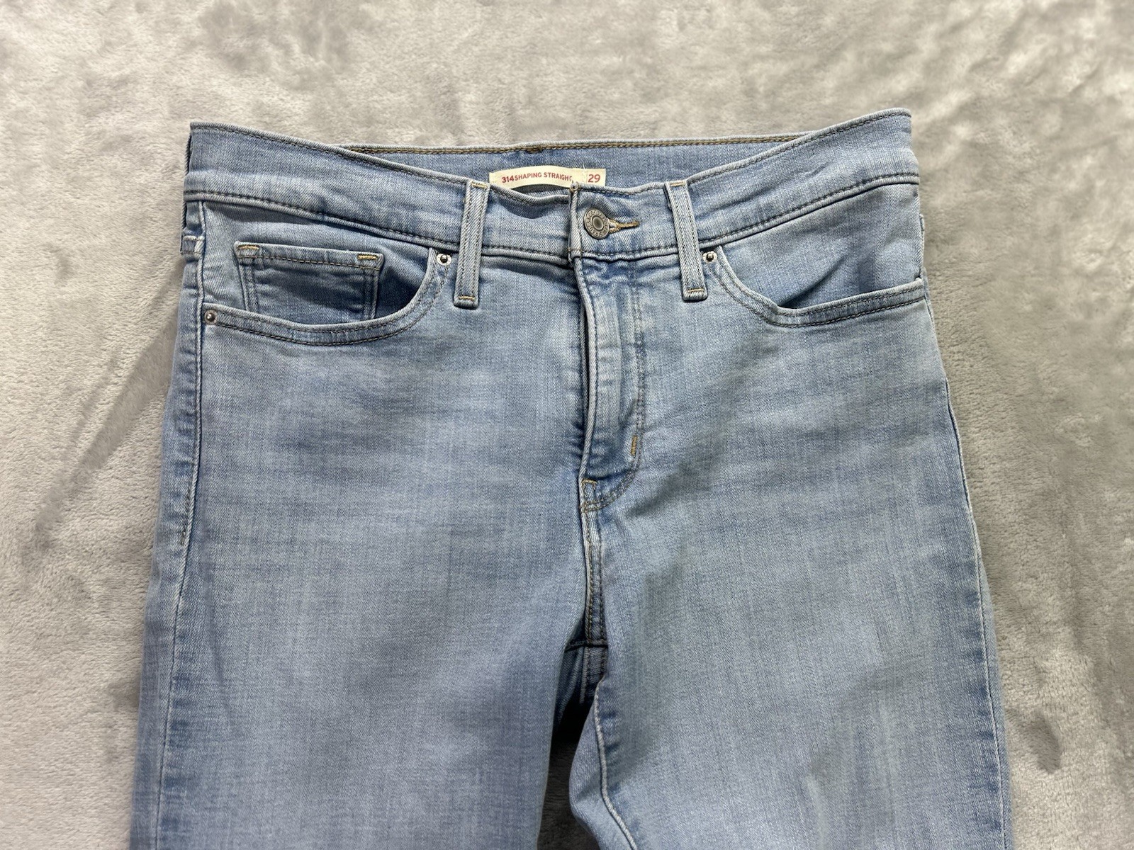 Levis 314 Shaping Straight Jeans Womens Sz 29 Blue Stretch Mid Rise Western
