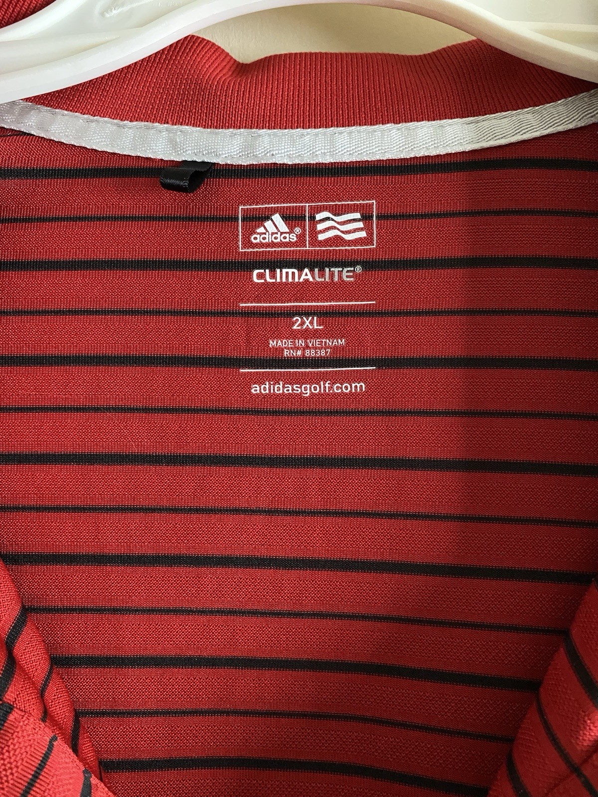 Adidas Climalite Mens Golf Polo Shirt Size 2XL Red with Back Stripes