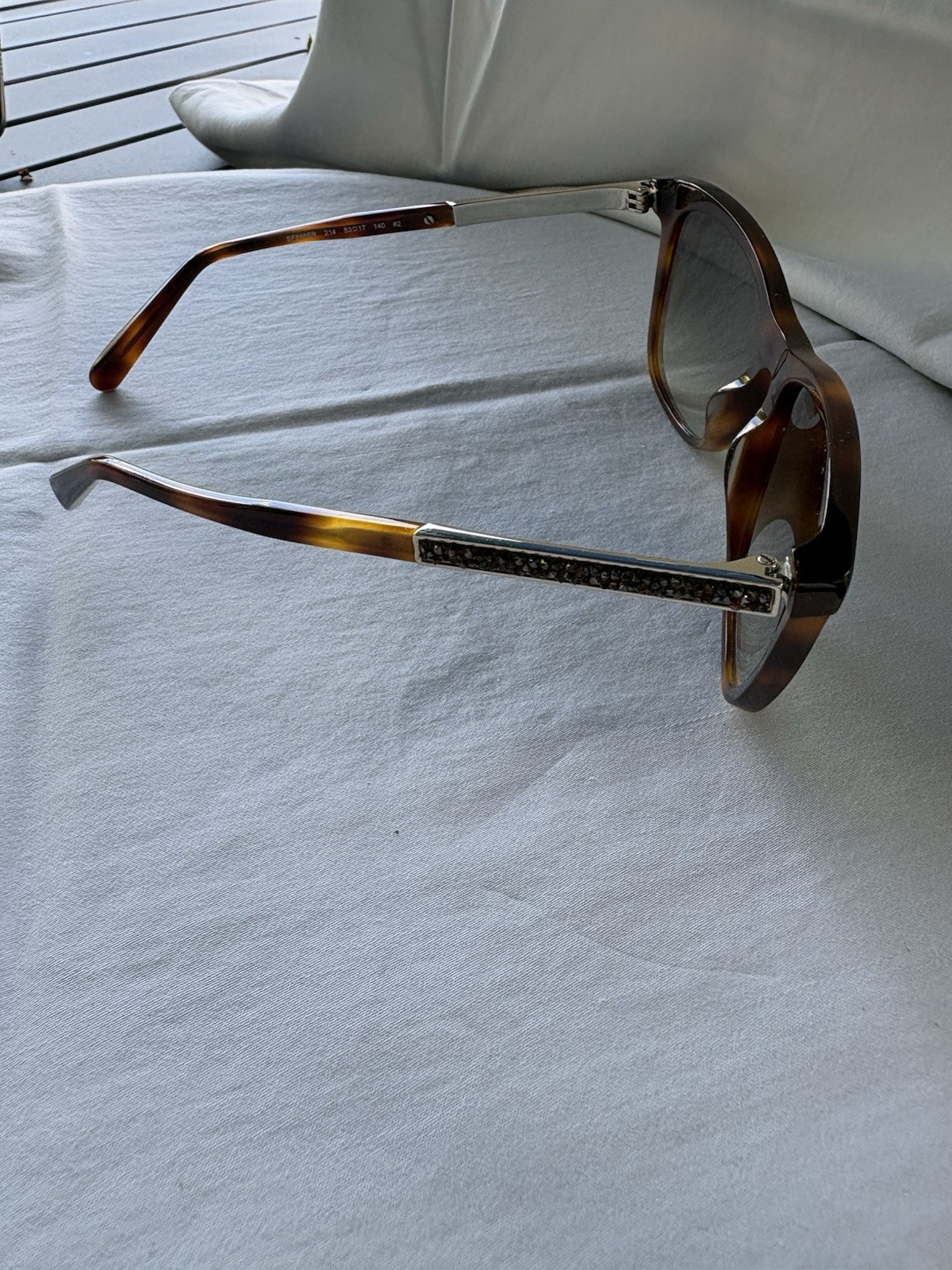 SALVATORE FERRAGAMO SF888SR TORTOISE SUNGLASSES CRYSTAL RHINESTONE TEMPLE