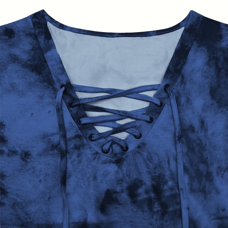 Plus Size Women’s Short Sleeved Tie Dye T-Shirt Loose Oversized Top V-neck Tops