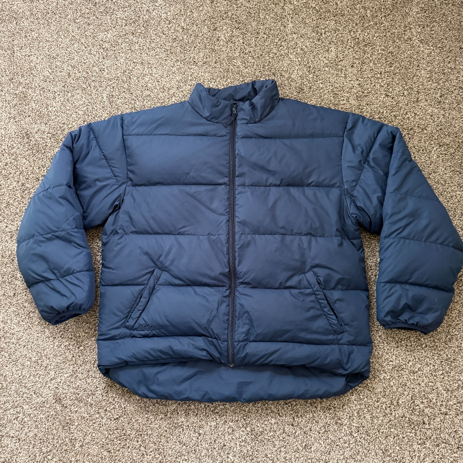 Cabelas Premier Northern Goose Down Puffer Jacket Men’s XL Blue Quilted