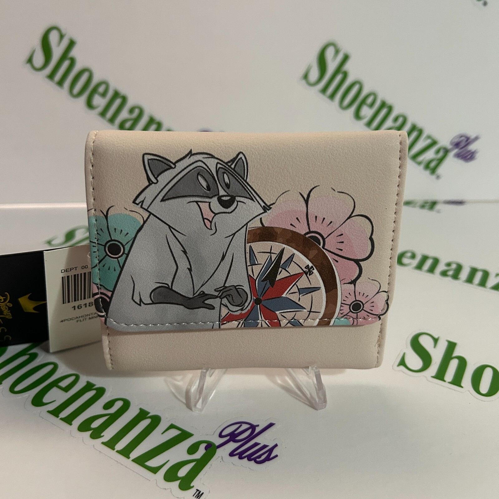 Loungefly Trifold Wallet Disney Pocahontas Meeko Flit Compass Floral Card Holder
