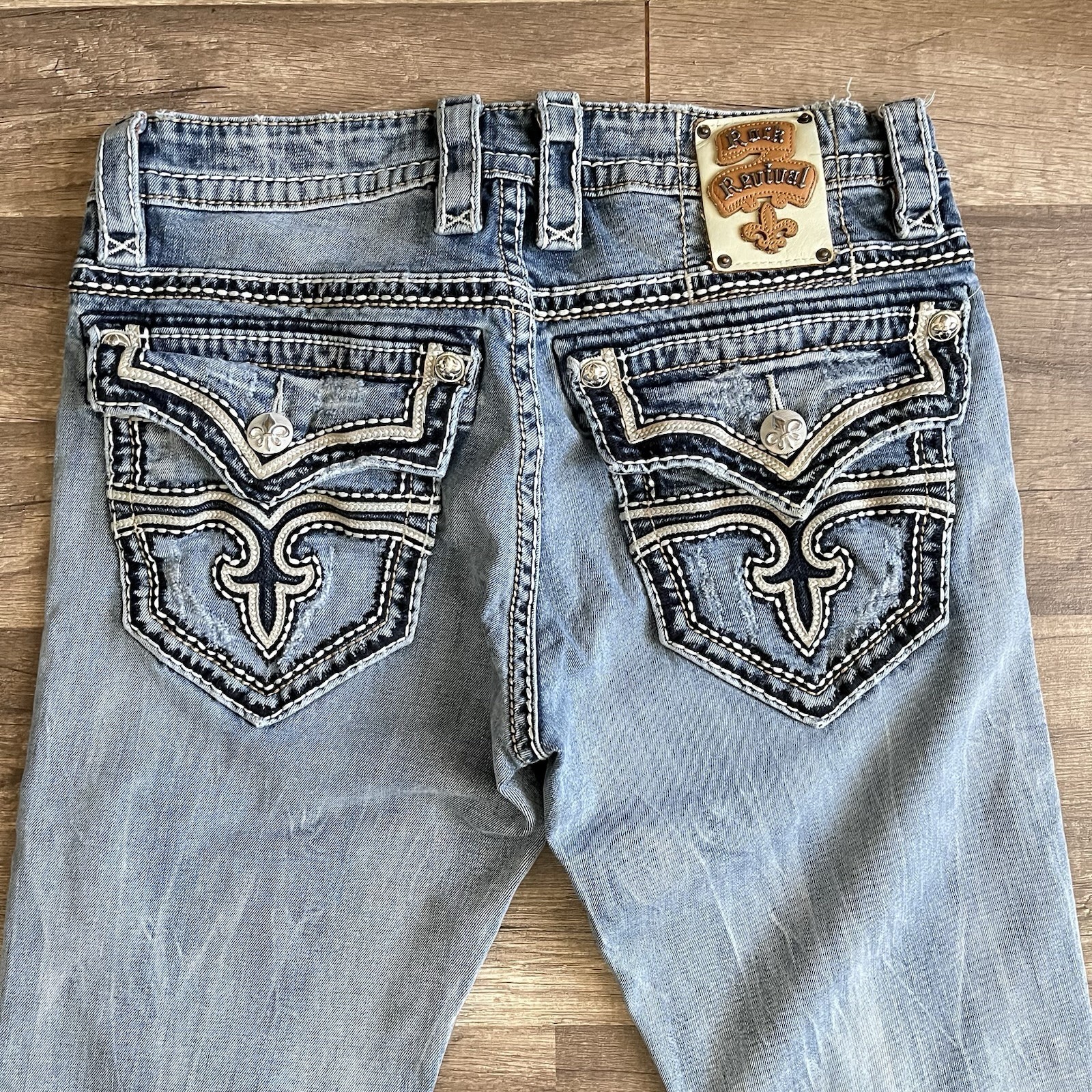 Rock Revival Mens “Wesley” Straight Mens 33×32 (32×32) Light Blue Denim 🔥