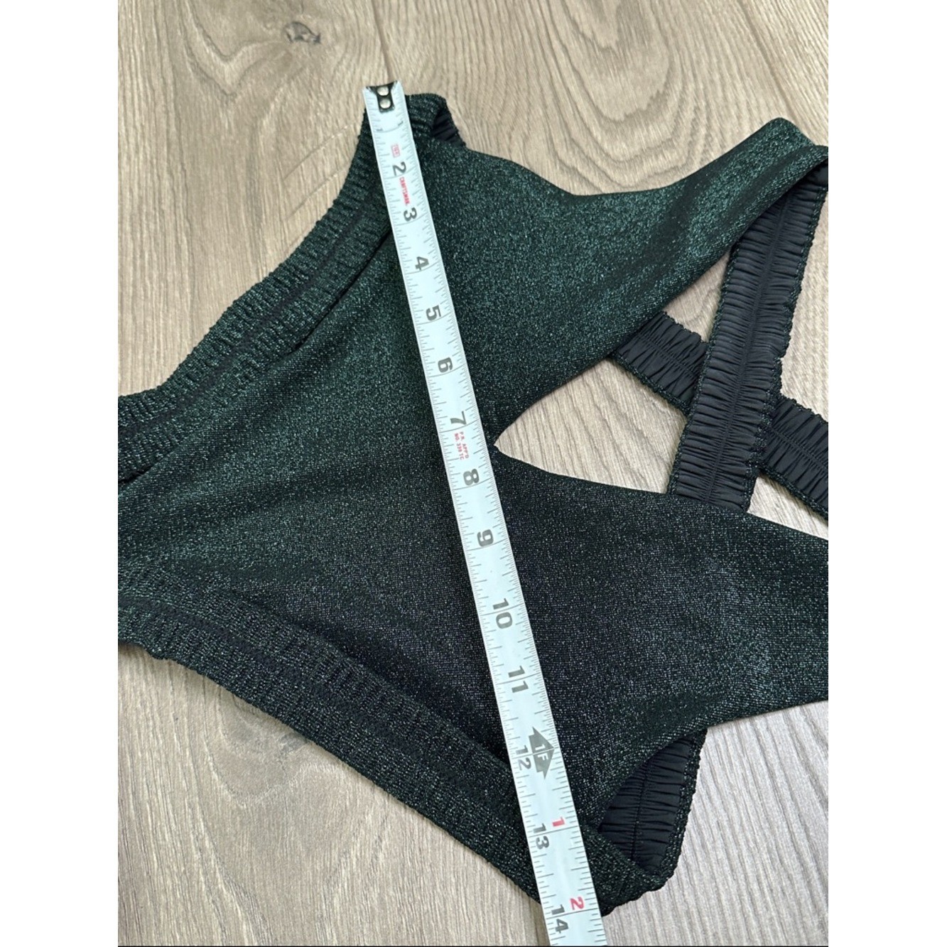 Devon Windsor Yara Shimmer Cutout One Piece Swimsuit Midnight Green Size XS