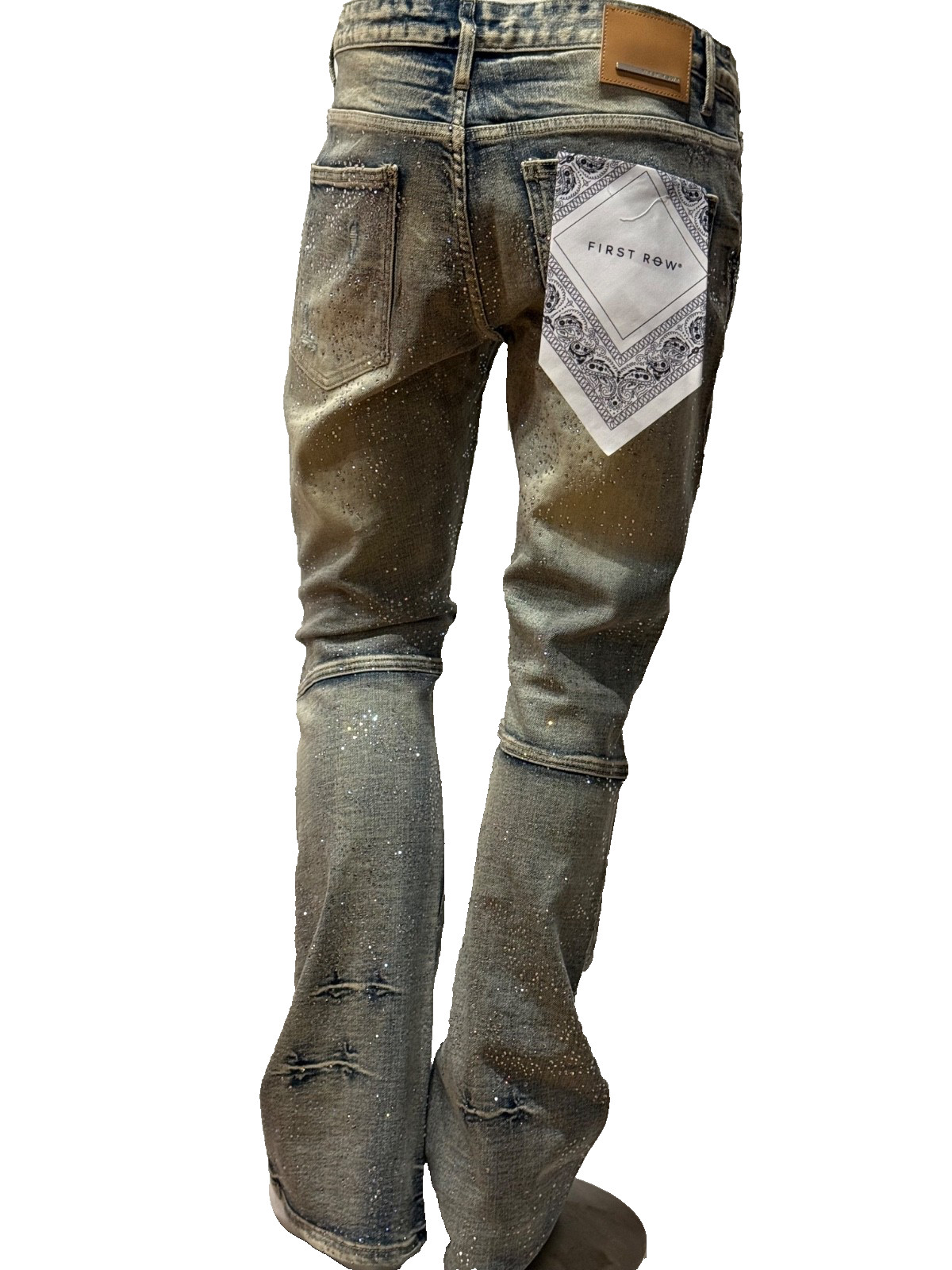 FRD4101 FIRST ROW PREMIUM RIPPED Skinny Stacked FIT SKINNY DENIM W/STONE