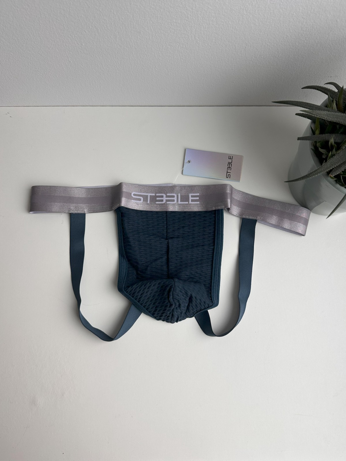 ST33LE – Petrol Nylon Elastane Diamond Mesh Jockstrap (L)