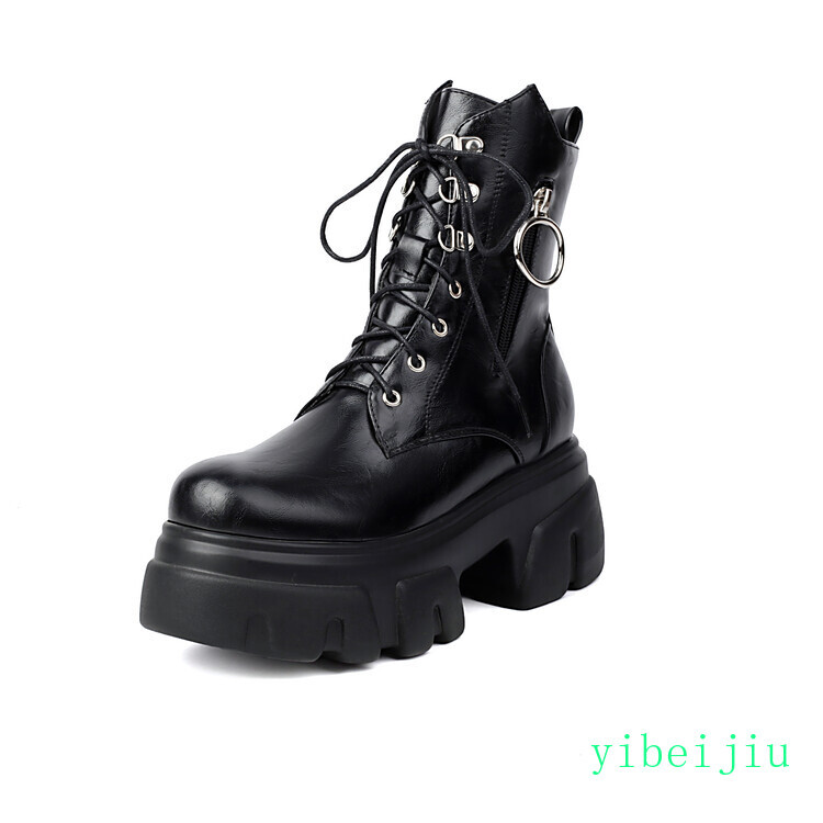 Womens Punk Platform High Heel Ankle Boots Rock Shoes Thicken Sole Combat Gothic