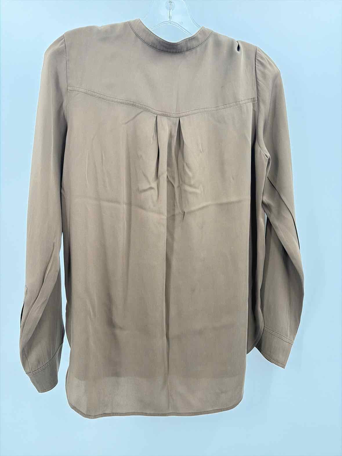 Pre-Owned Vince Brown Size 4 Long Sleeve Blouse