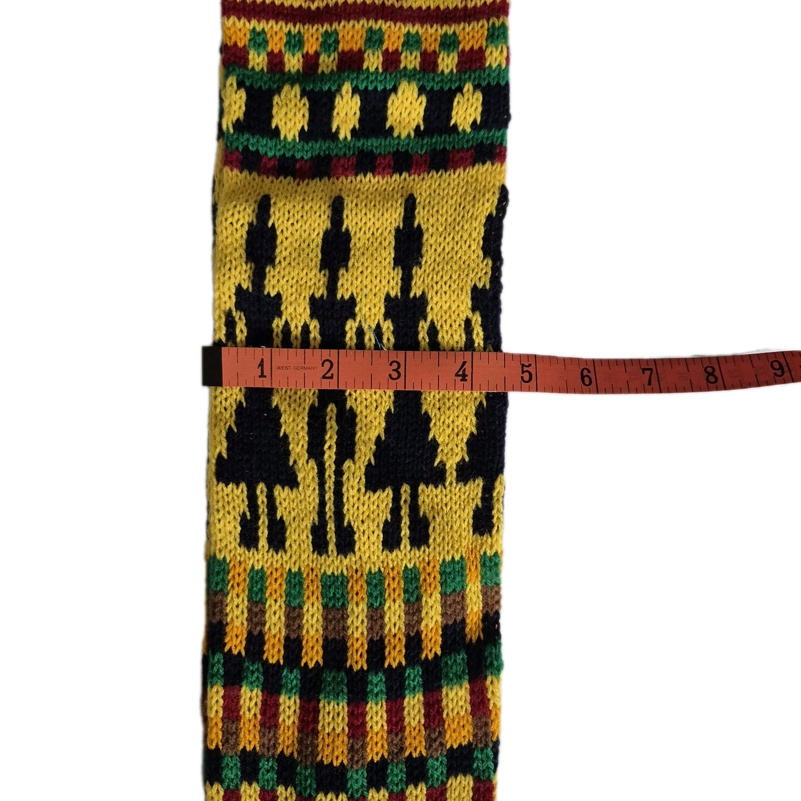 VTG 70s Acrylic Knit Knee High Toe Socks Multicolor Retro Ethnic NOS One Size