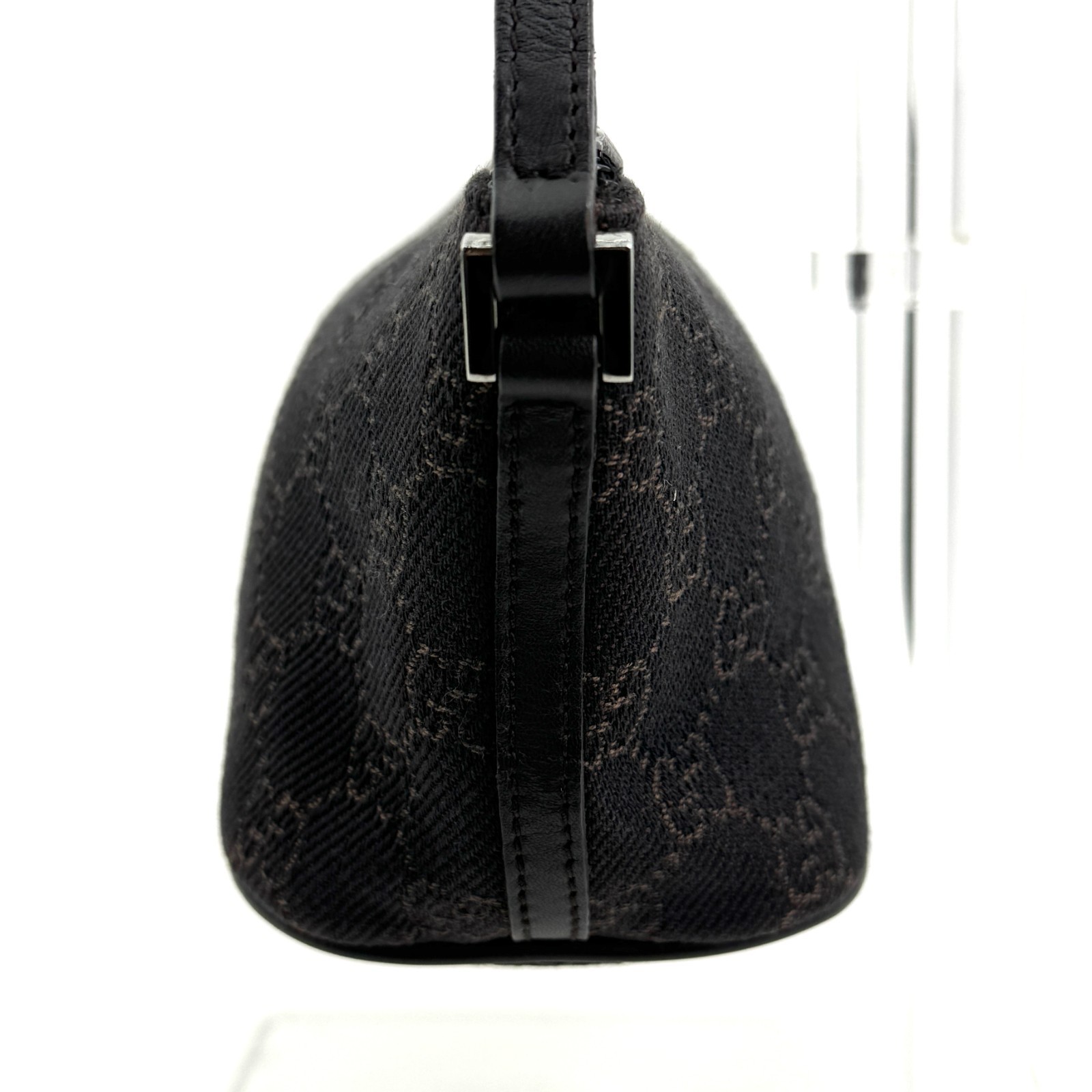 GUCCI GG Canvas Leather Accessory Pouch Mini Handbag *beautiful
