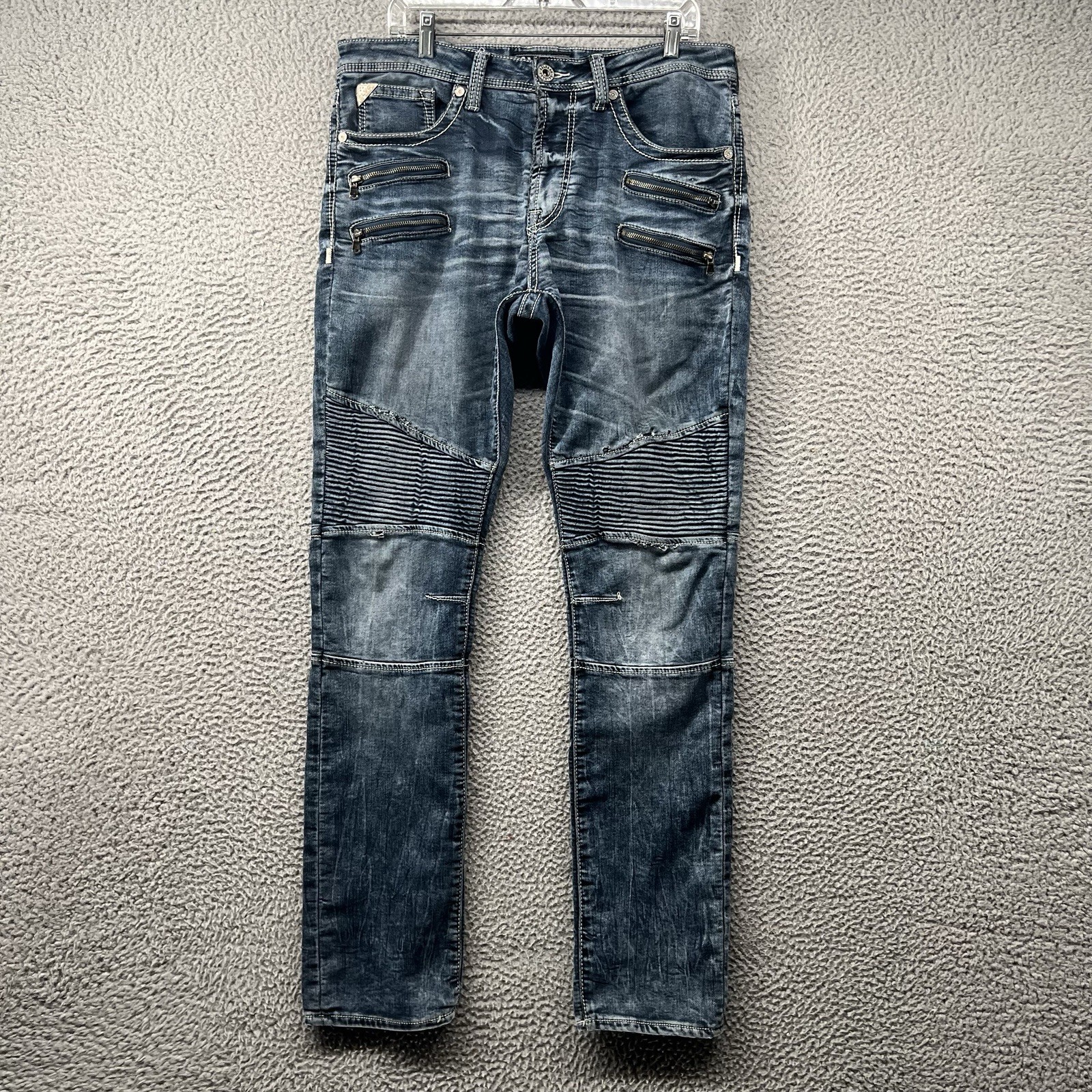 Salvage Mayhem Skinny Jeans Mens 36 L Fit 36×34 Blue Denim Pants BKE Buckle Moto