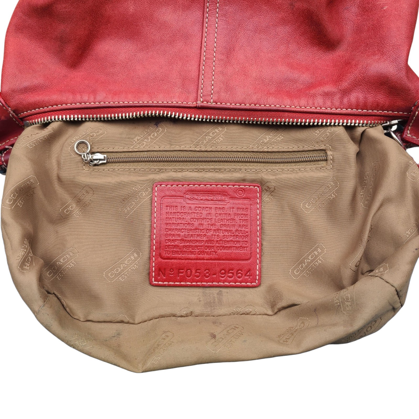Coach 9564 Y2K 2005 Red Leather Hobo Baguette Shoulder Bag Convertible Strap