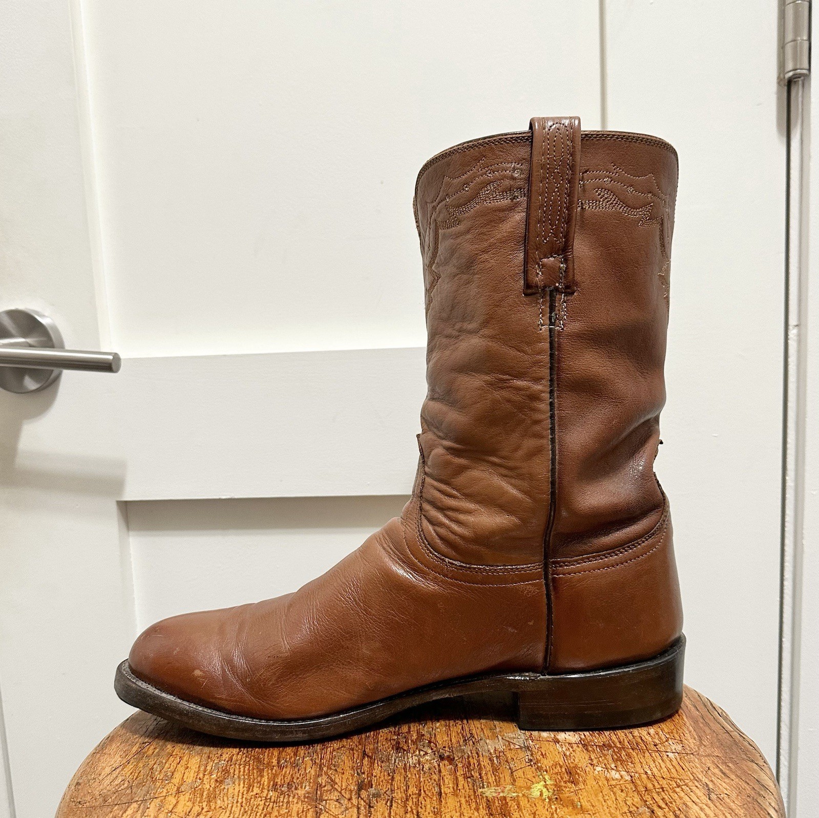 Lucchese 2000 Brown Caramel Roper Boots Western Cowboy Size 11 EE Extra Wide