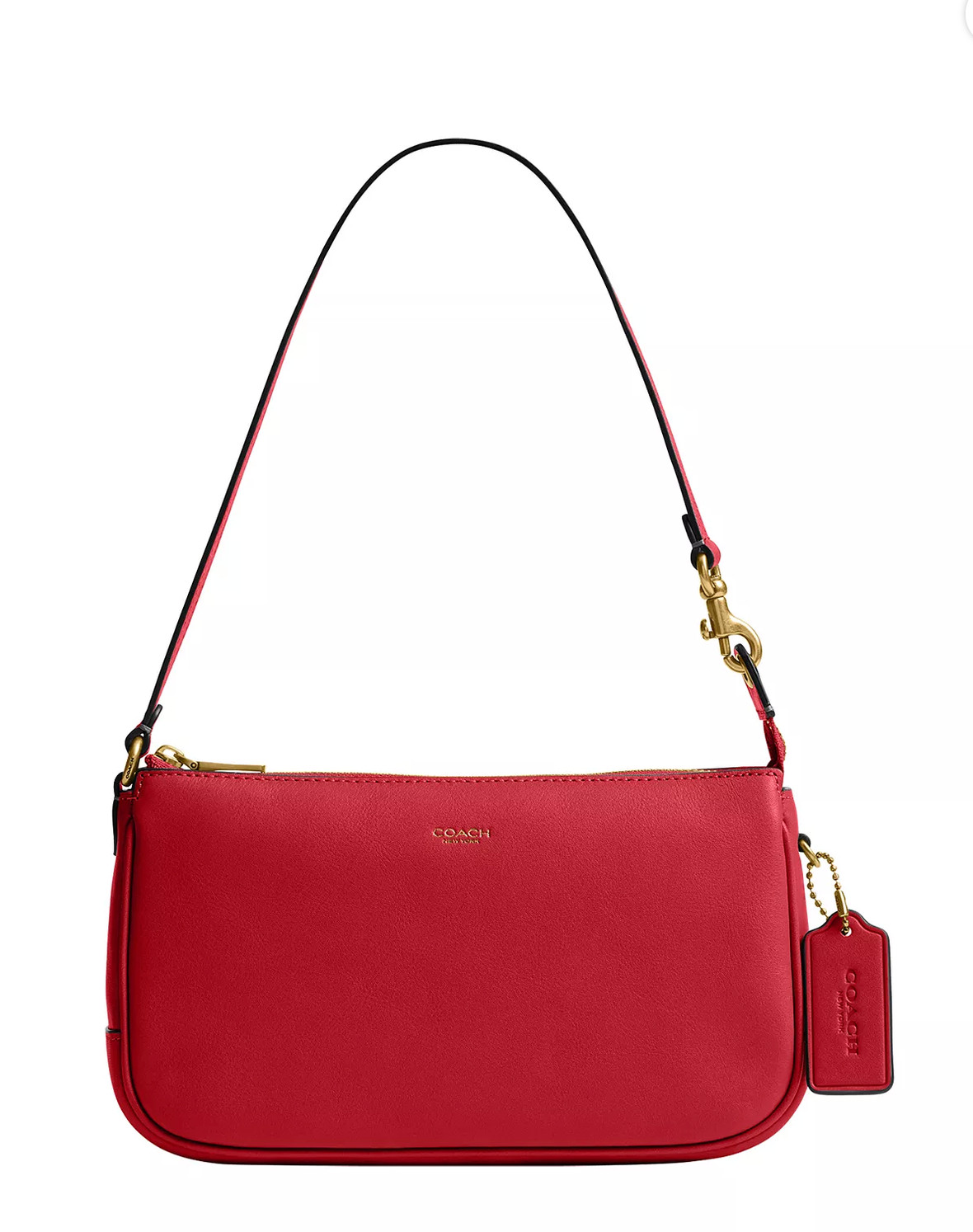 ORIG. PKG. Coach Scarlet Red Smooth Leather Wristlet Short Shoulder Plaza 22 Bag