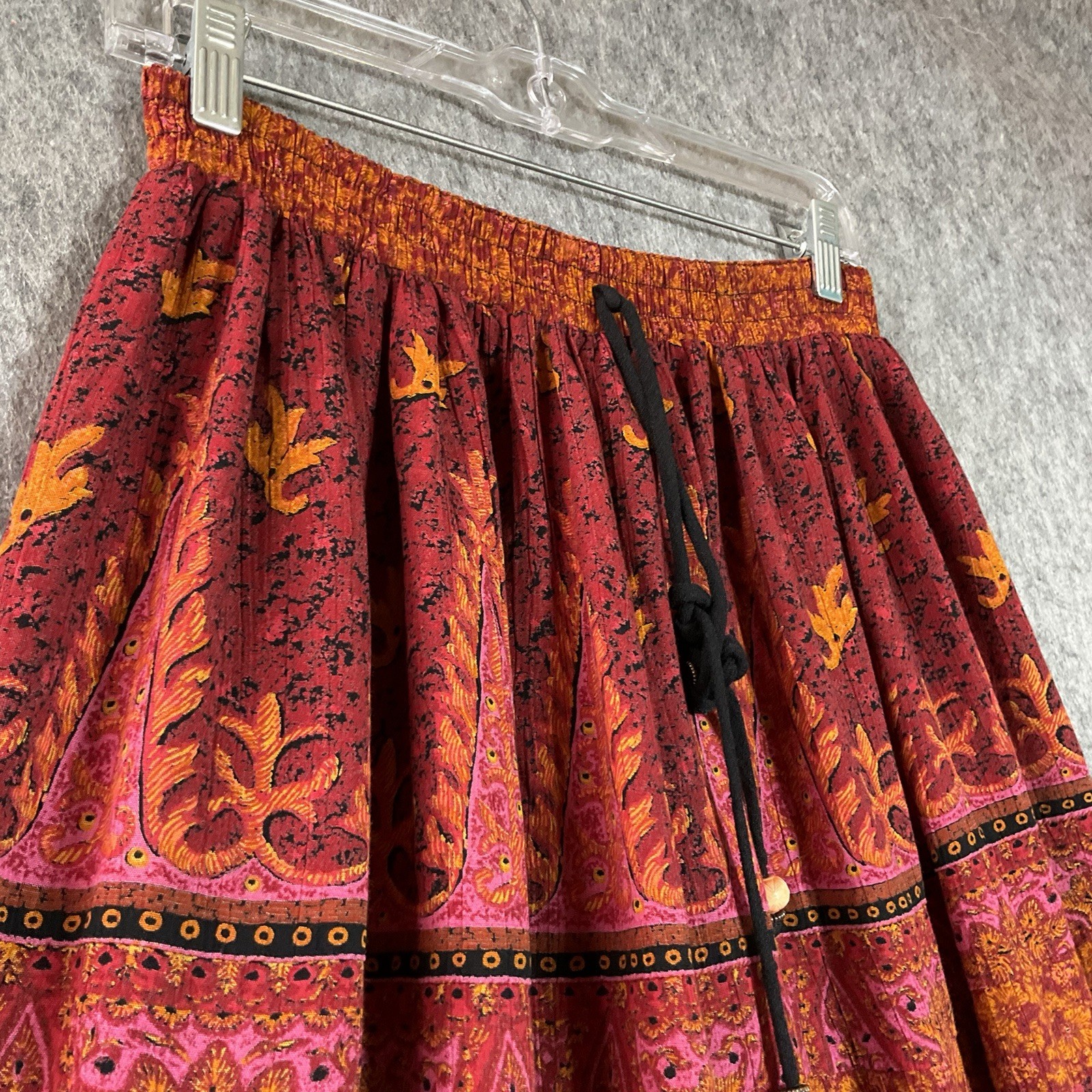 Carole Little Skirt Womens 8 Geometric Peasant Long Pleated Beaded Boho Vintage