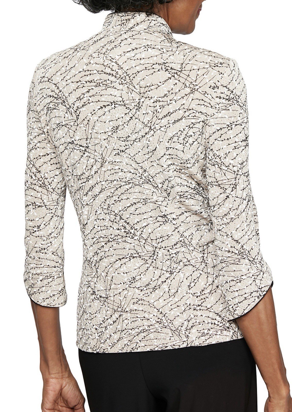 Alex Evenings 2-Piece Glitter Knit Mandarin Neck Jacket & Tank Set M Beige