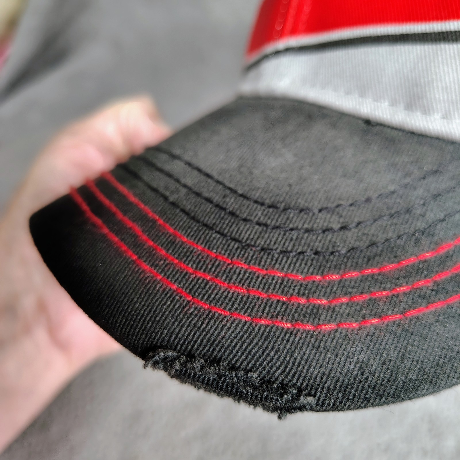 Cummins Trucker Hat Men’s Adjustable Strapback Grey Black Red Distressed Brim