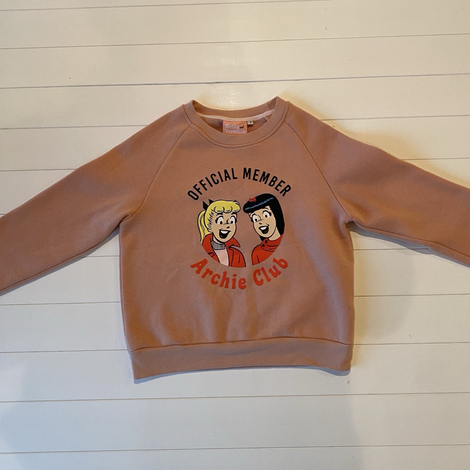 Retro Betty And Veronica Official Member Archie Club Pink Sweatshirt Size S