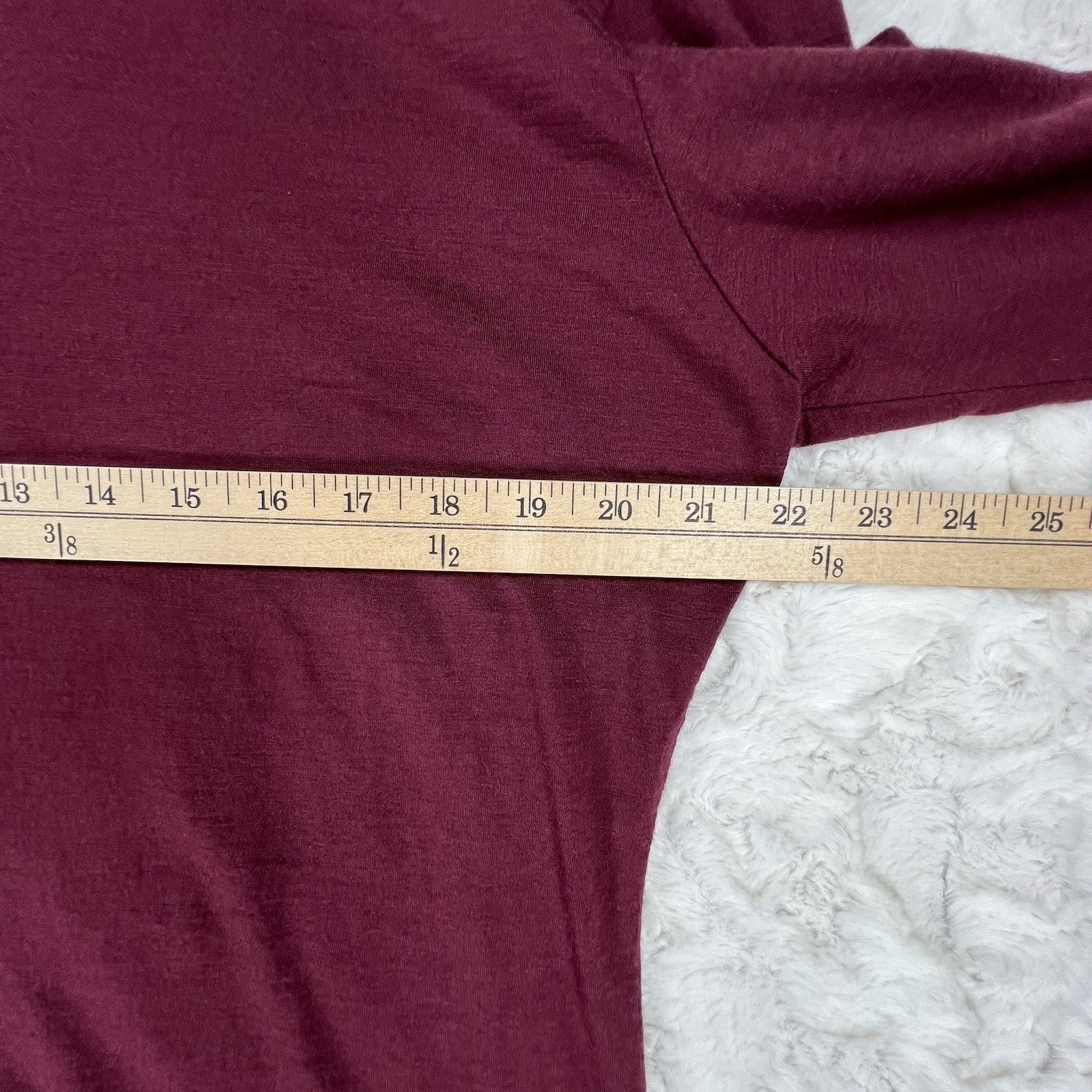 Seg’ments 100% Merino Wool Baselayer Shirt Womens XXL Burgundy Long Sleeve *Flaw