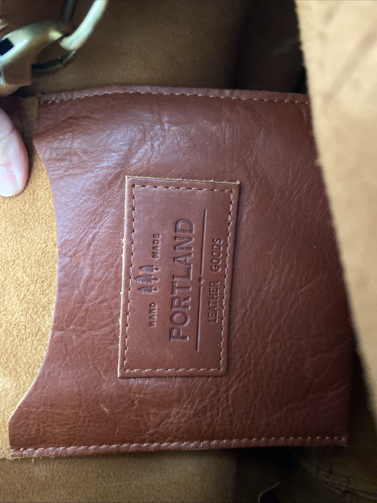 portland leather goods crossbody Medium tote- Cognac