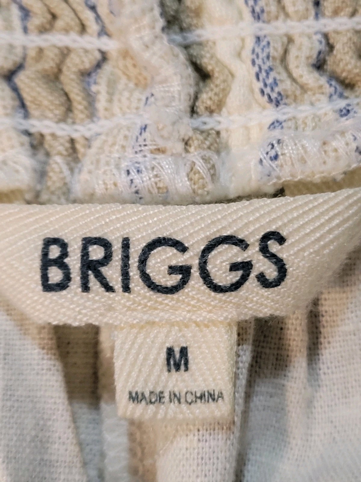 NWT Elastic Waist Striped Linen Blend Shorts By BRIGGS sz Md. Inseam 5 Inches