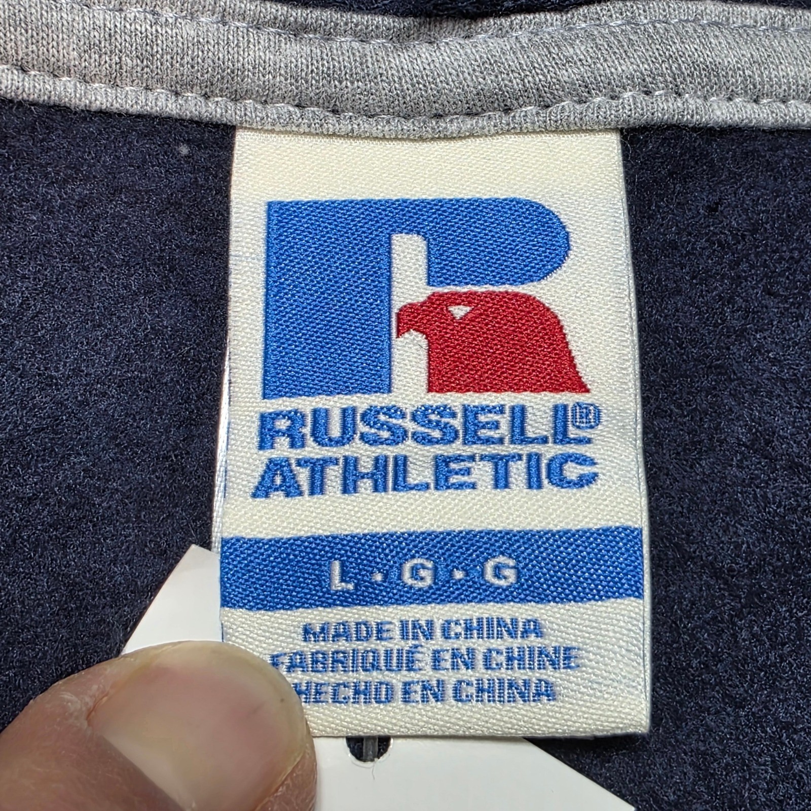 Men’s Large Russell Athletic Hoodie Full Zip Blue NWT 1902 Graphic Fleece