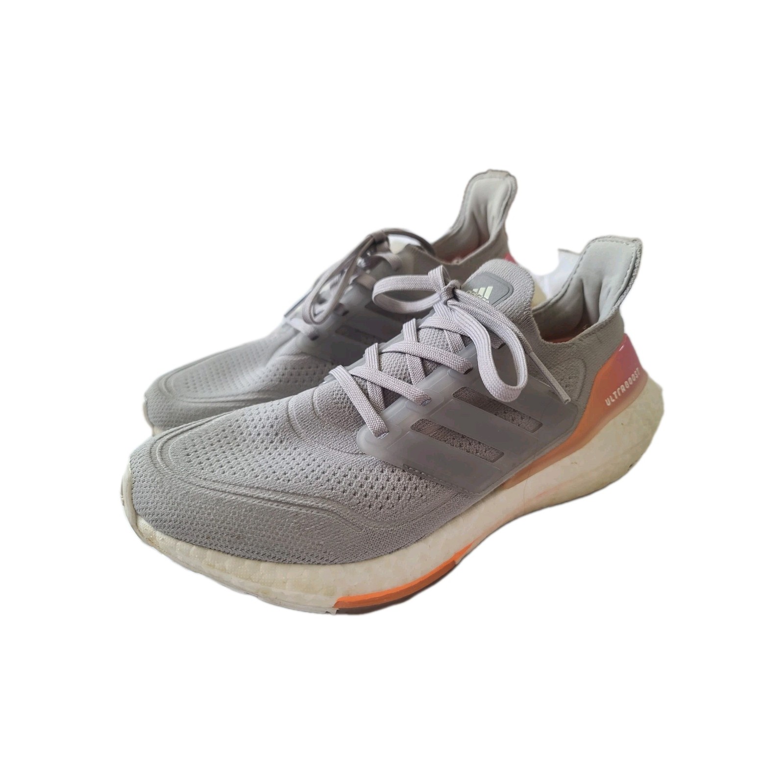 Adidas Women’s 8 Ultraboost 21 Breathable Running Shoes Gray Screaming Orange