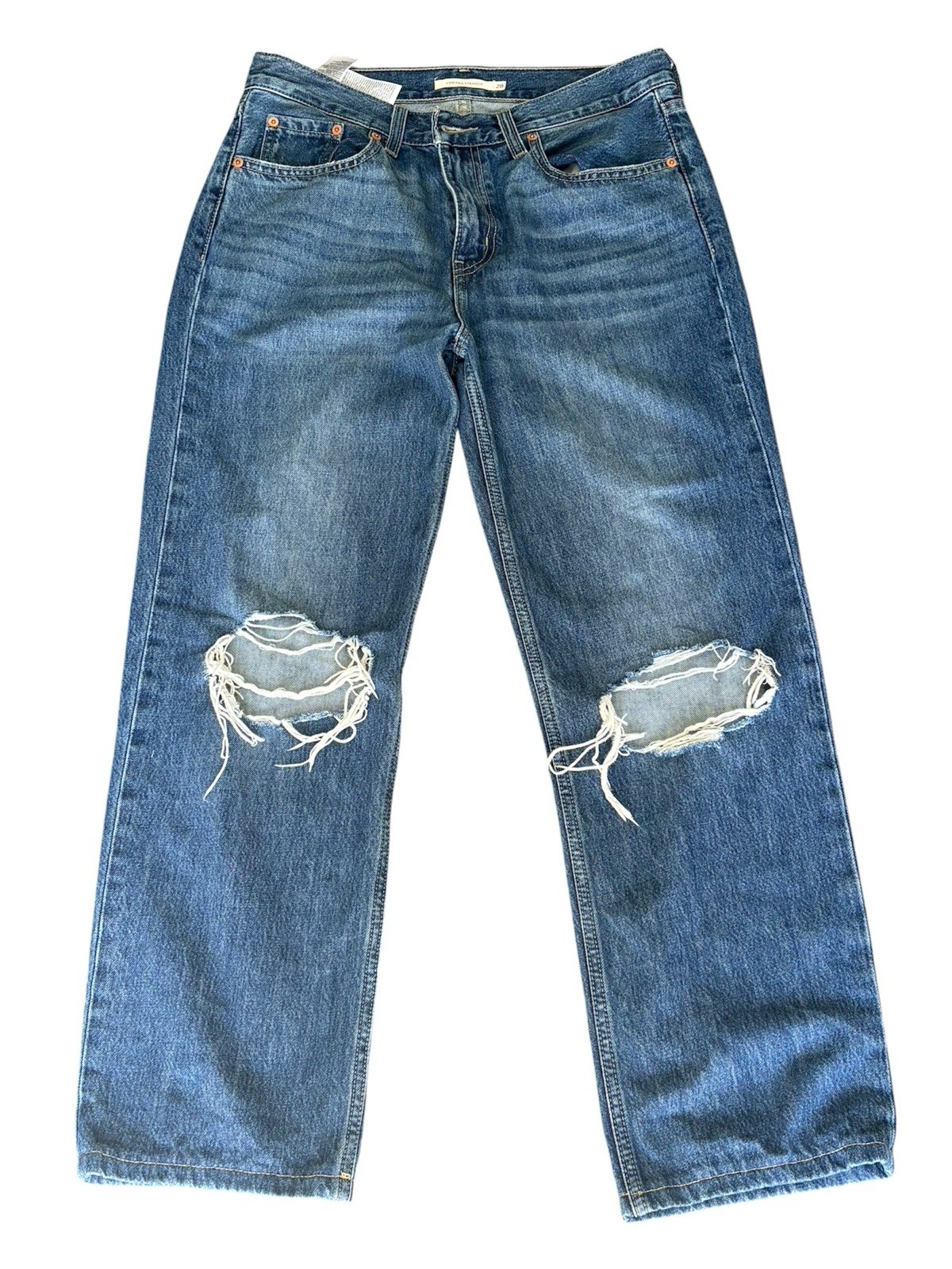 Levi’s Low Pro Straight Jeans Light Wash Denim Distressed Women’s Size 28