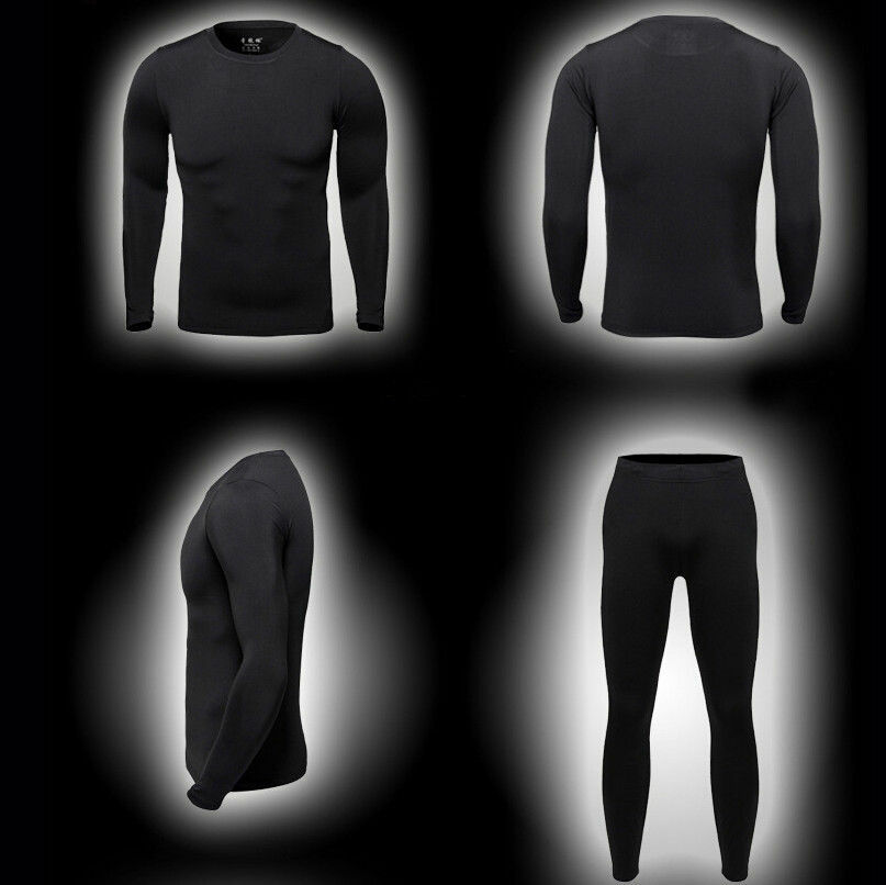 Winter Men Ski Fleece Thermal Long Johns Underwear Set Base Layer Top & Bottom