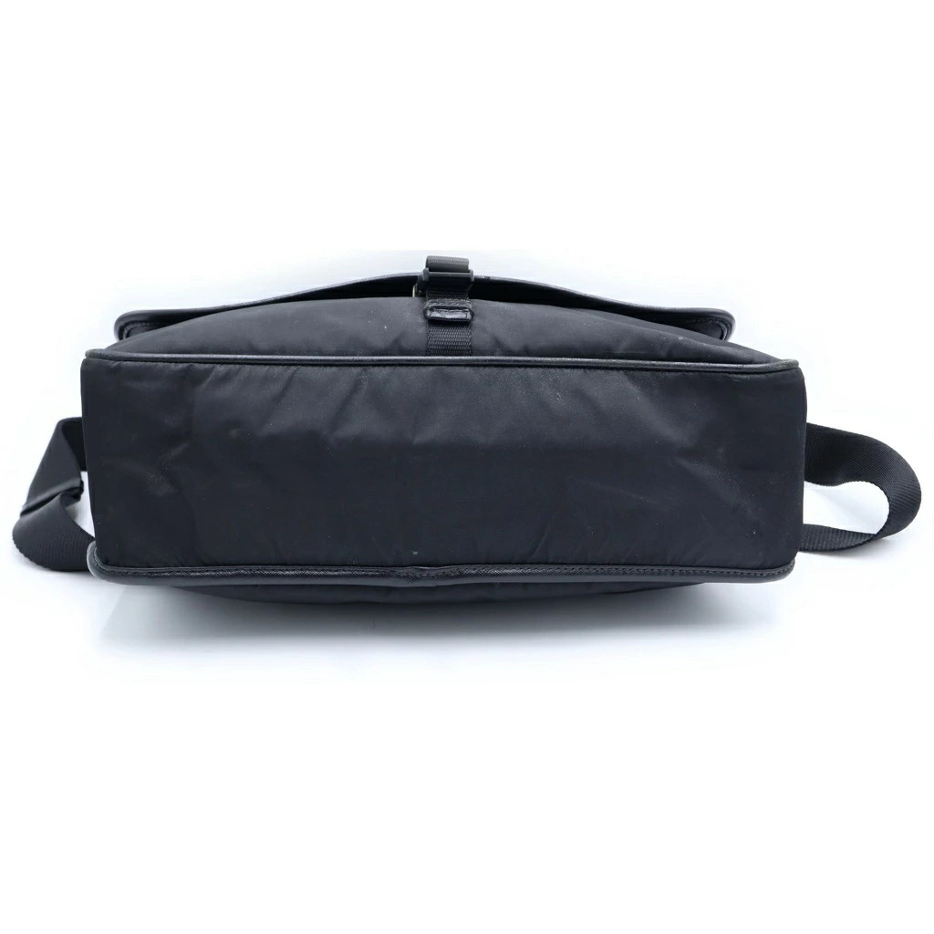 PRADA Side Triangle Logo Plate Nylon Shoulder Bag Black Condition B