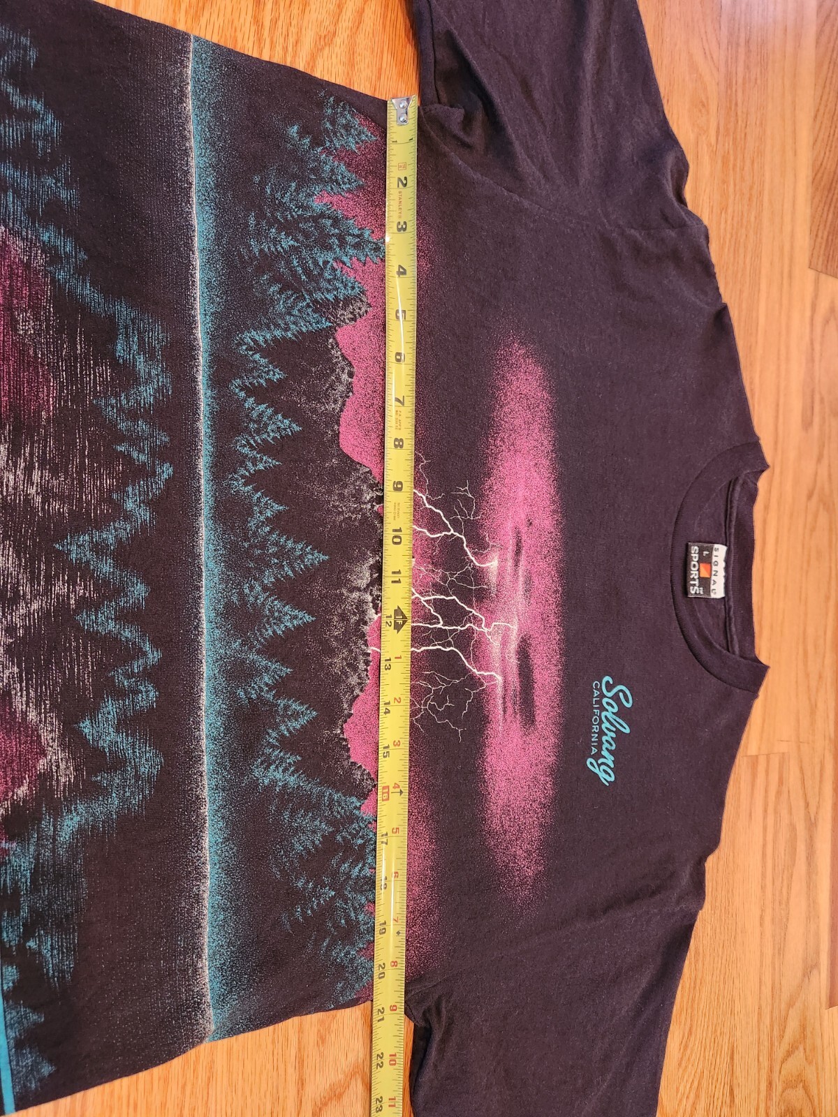 Lightning Thunder All Over Print Shirt L Used 1991 Signal Sports AOP 90s Solvang