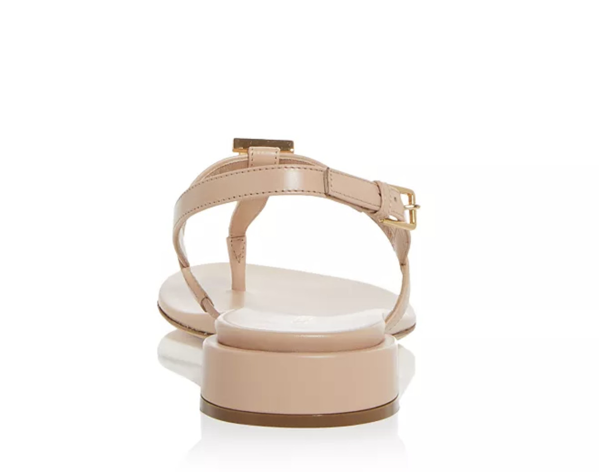 Burberry Emily T-Strap Leather Sandal, Pale Nude – Retail $720