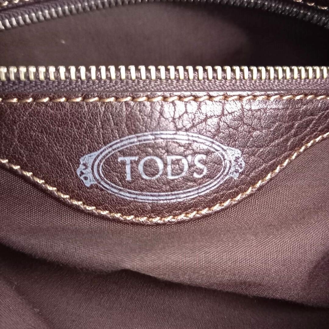 TOD’S One Shoulder Leather Bag Dark Brown 30x22cm Gold Hardware Purse Auth