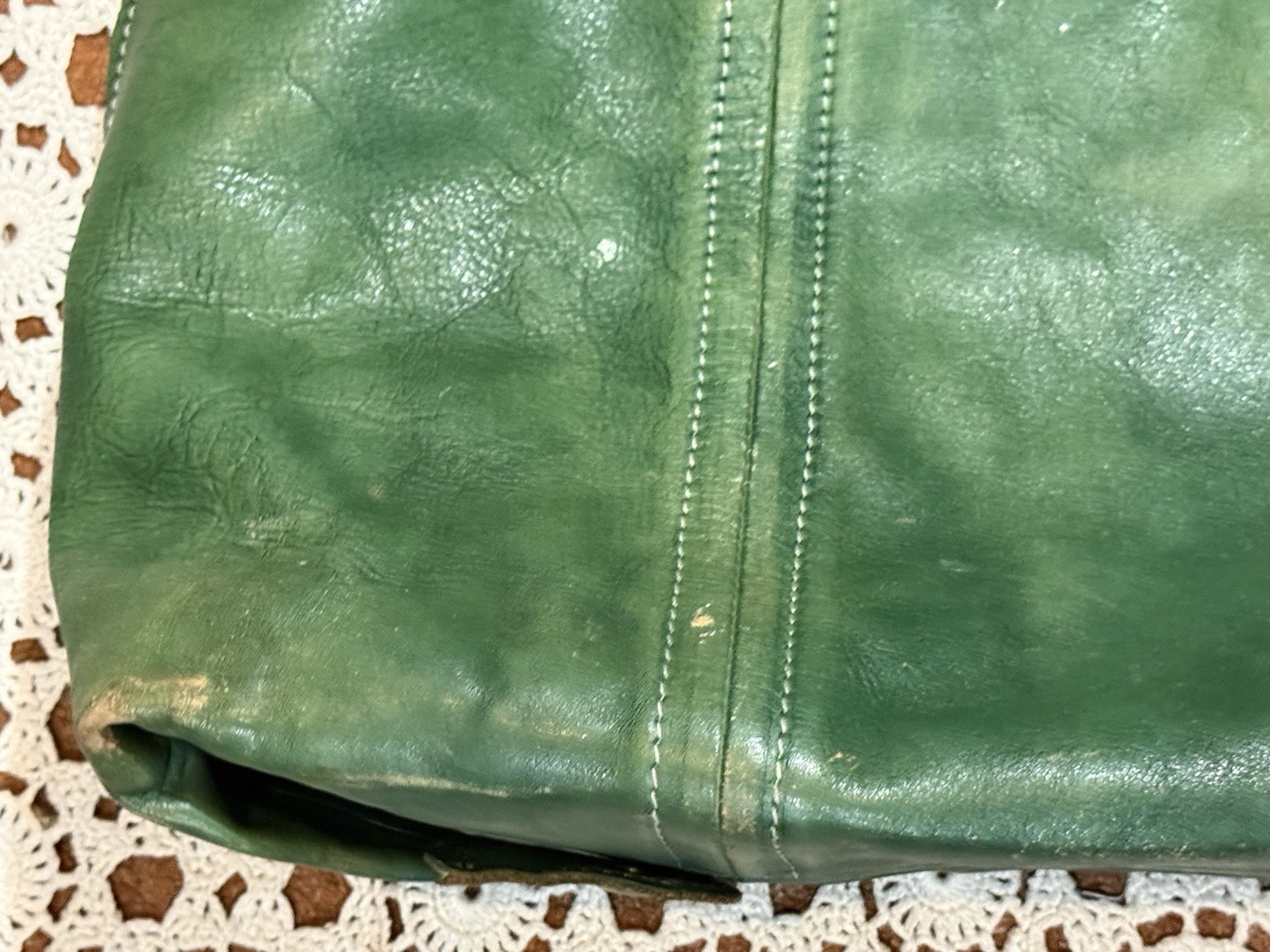 Old Trend Forest Island Green Tote Satchel Bag Purse Distressed Leather Boho