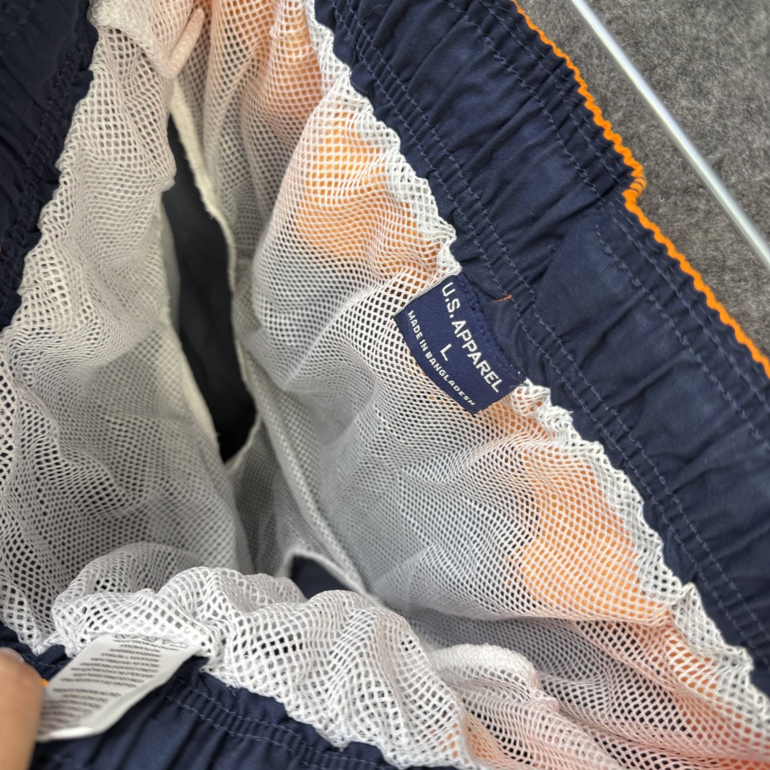 U.S. Apparel Men’s Swim Trunks Navy Orange Large Polyester Quick-Dry