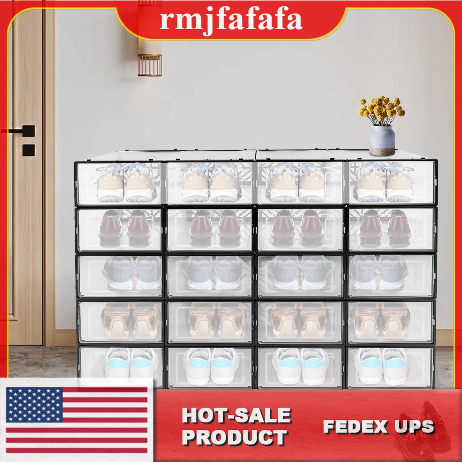20 Pack Clear Plastic Shoe Boxes With Lids Stackable Storage Container Organizer
