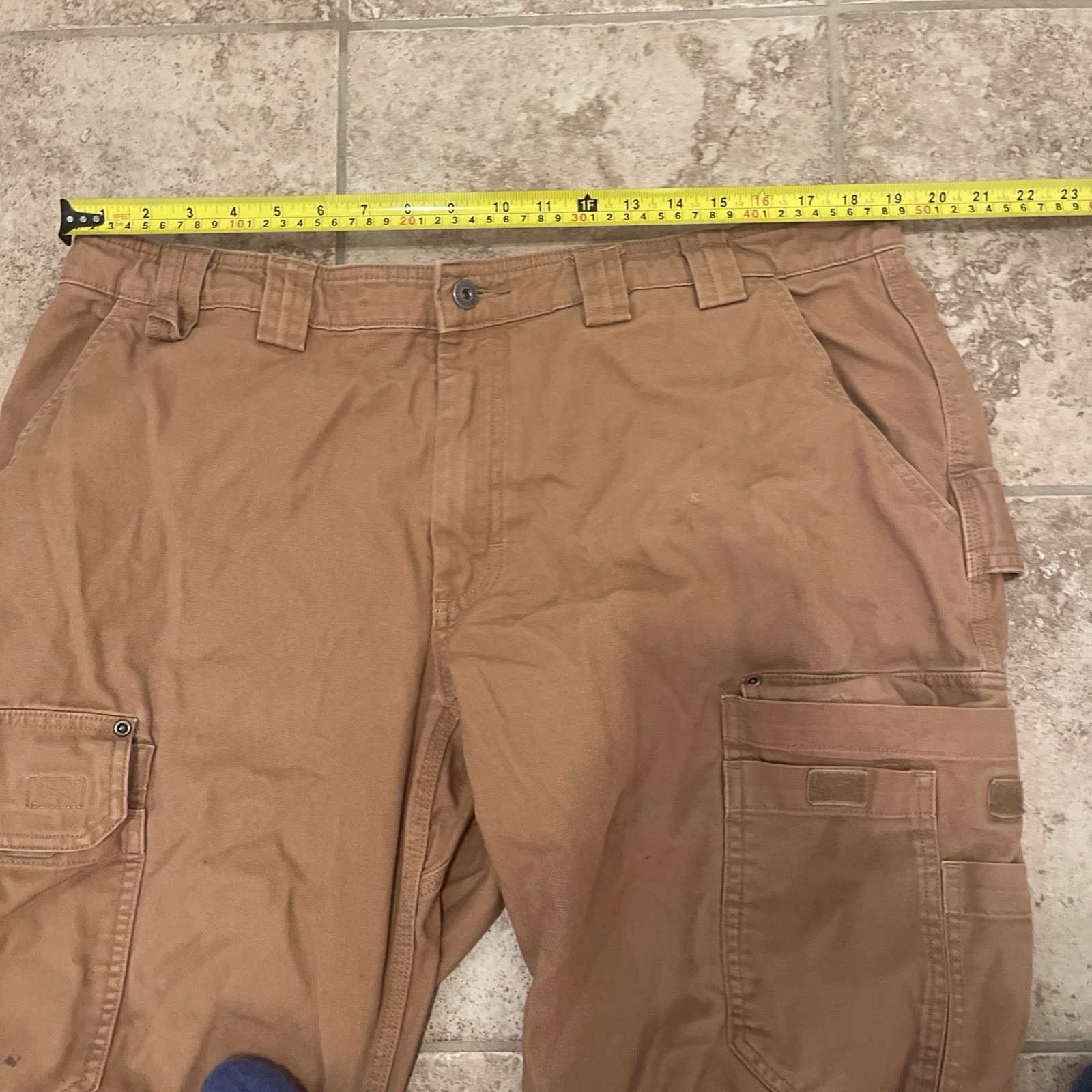 Duluth Trading Pants Flex Fire Hose Mens 37×30 Ultimate Cargo Brown Six Pocket