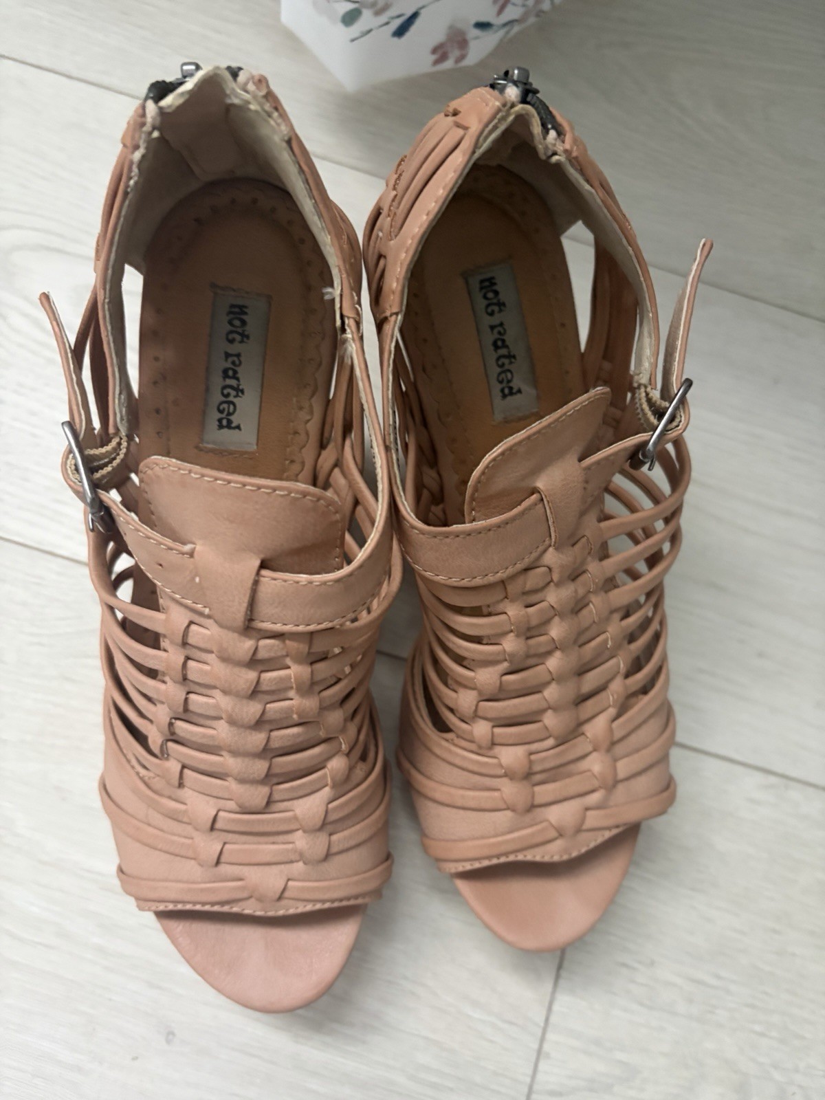 Not Rated Women’s Tan Gladiator Platform Wedge Heels Ankle Strap Open Toe 7