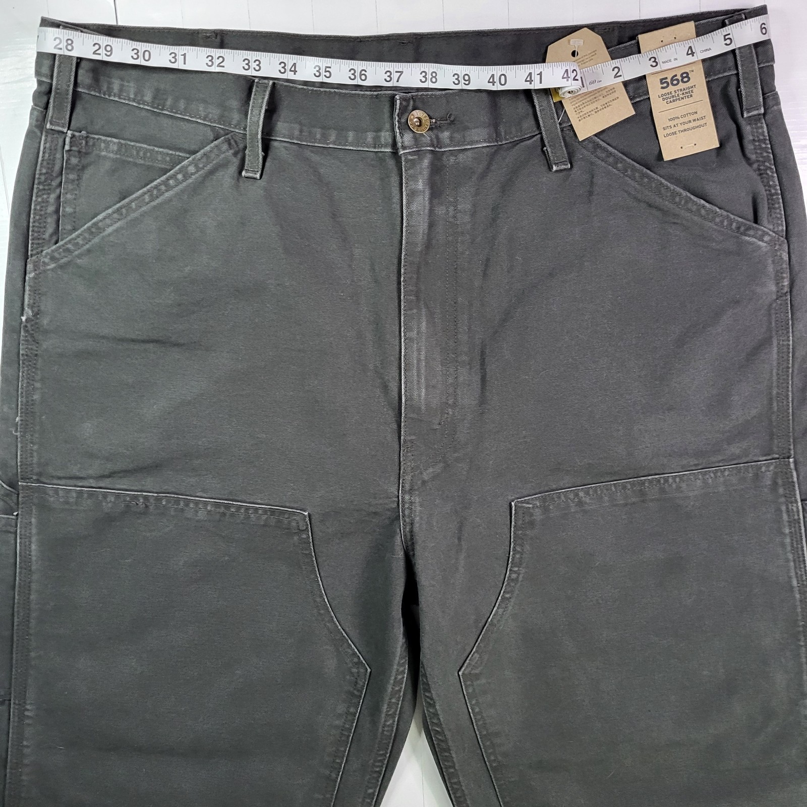Levis 568 Double Knee Jeans 40×30 Carpenter Utility Loose Straight Men’s Black