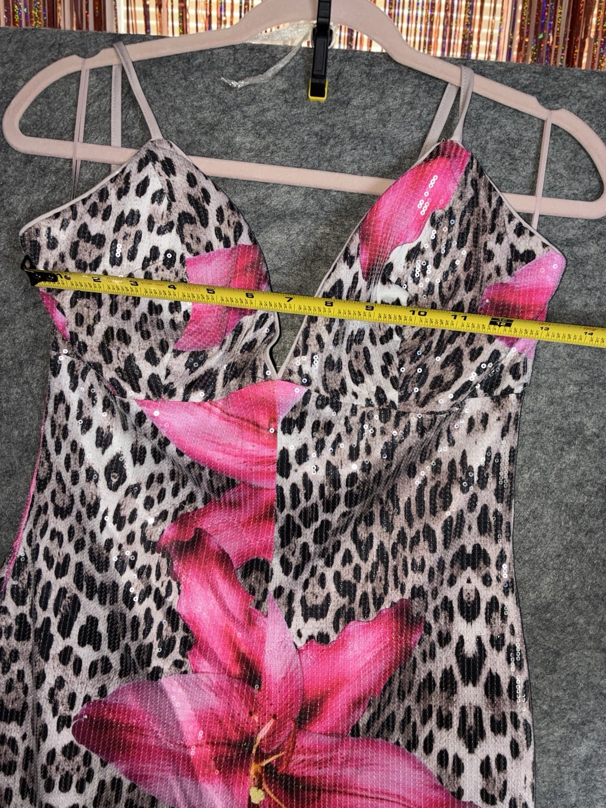 Floral Sequin Jumpsuit Leopard Size Medium Fashion Nova