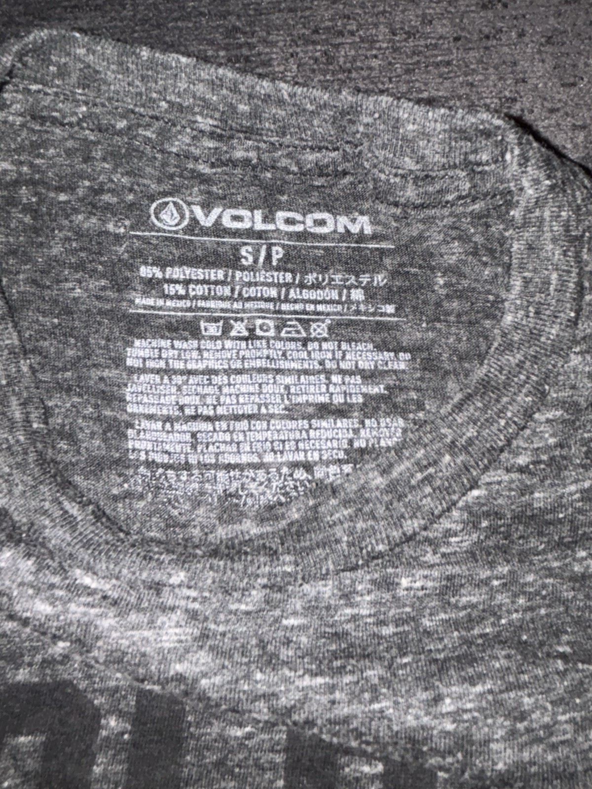 volcom graphic t-shirt gray heather stone logo short sleeve size small s/p
