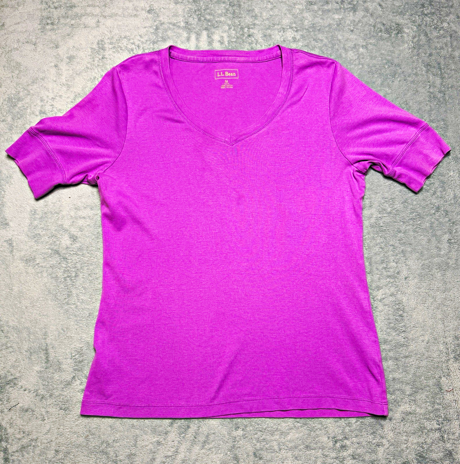 L.L.Bean Women’s Purple Solid Cotton Knit V-Neck Pullover T-Shirt M Reg