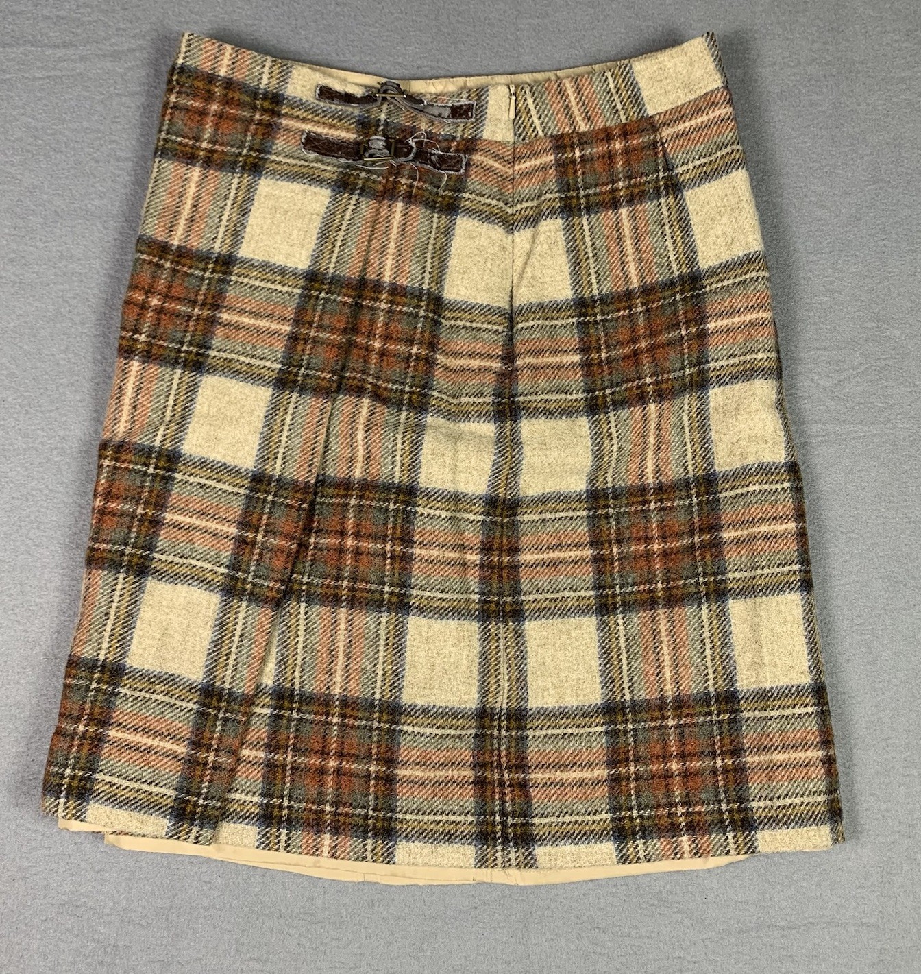 Womens Brown Check Wrap Front Boden British Tweed by Moon 100% Wool US 8L