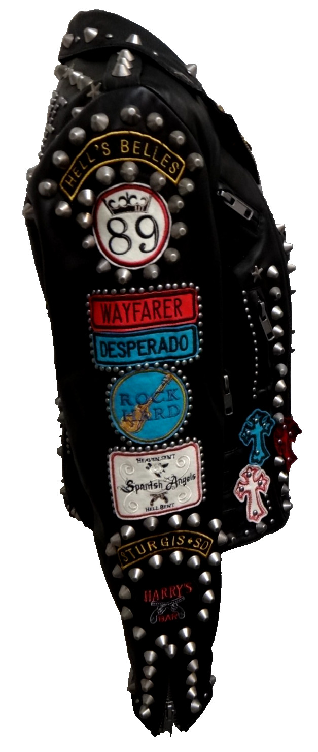 Double D Ranch Angels on Horseback Biker Jacket Embellished Black Leather Size M