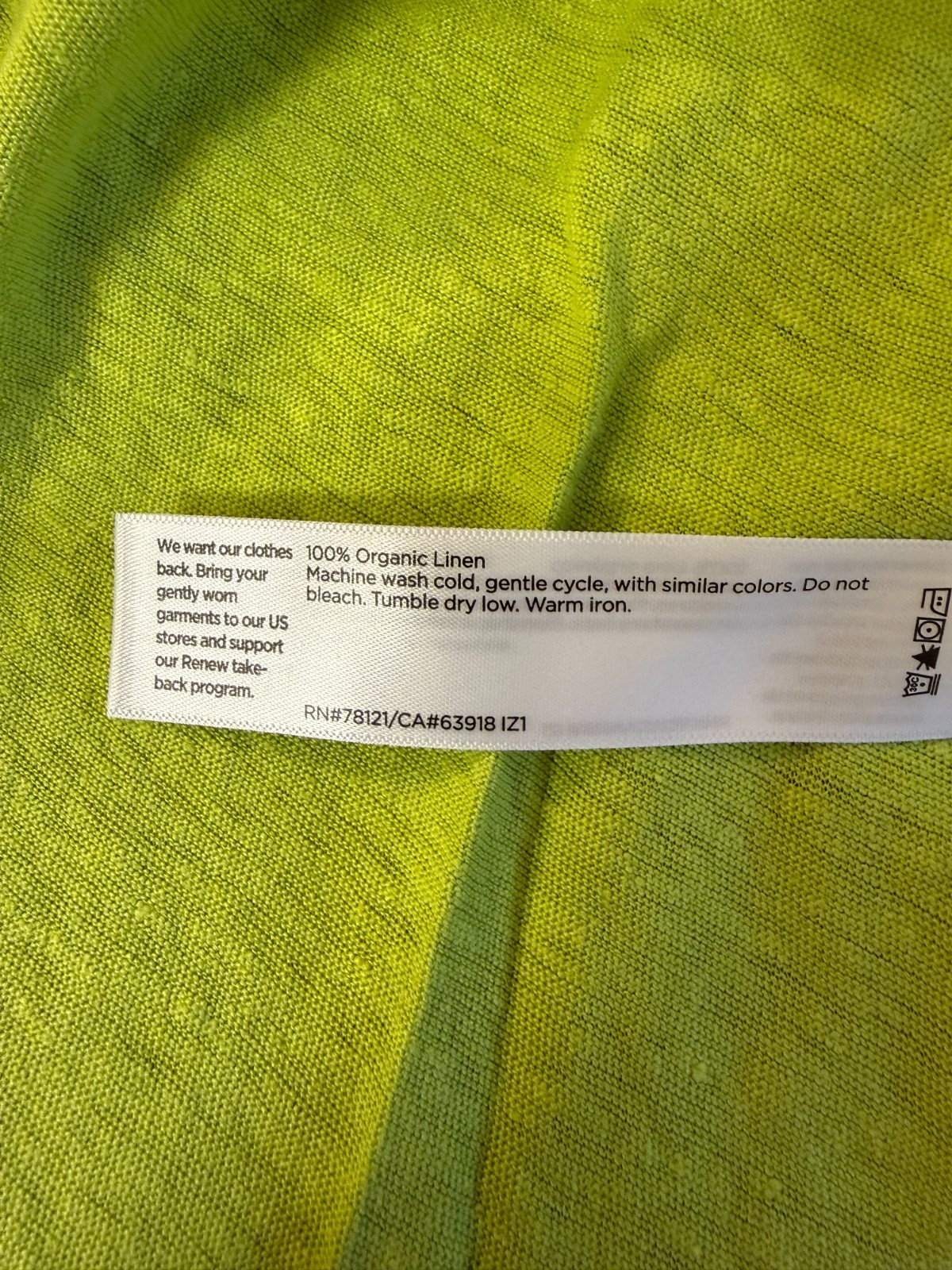 NWT $118 Eileen Fisher Chartreuse Organic Linen Jersey Crew Neck Tee L XL