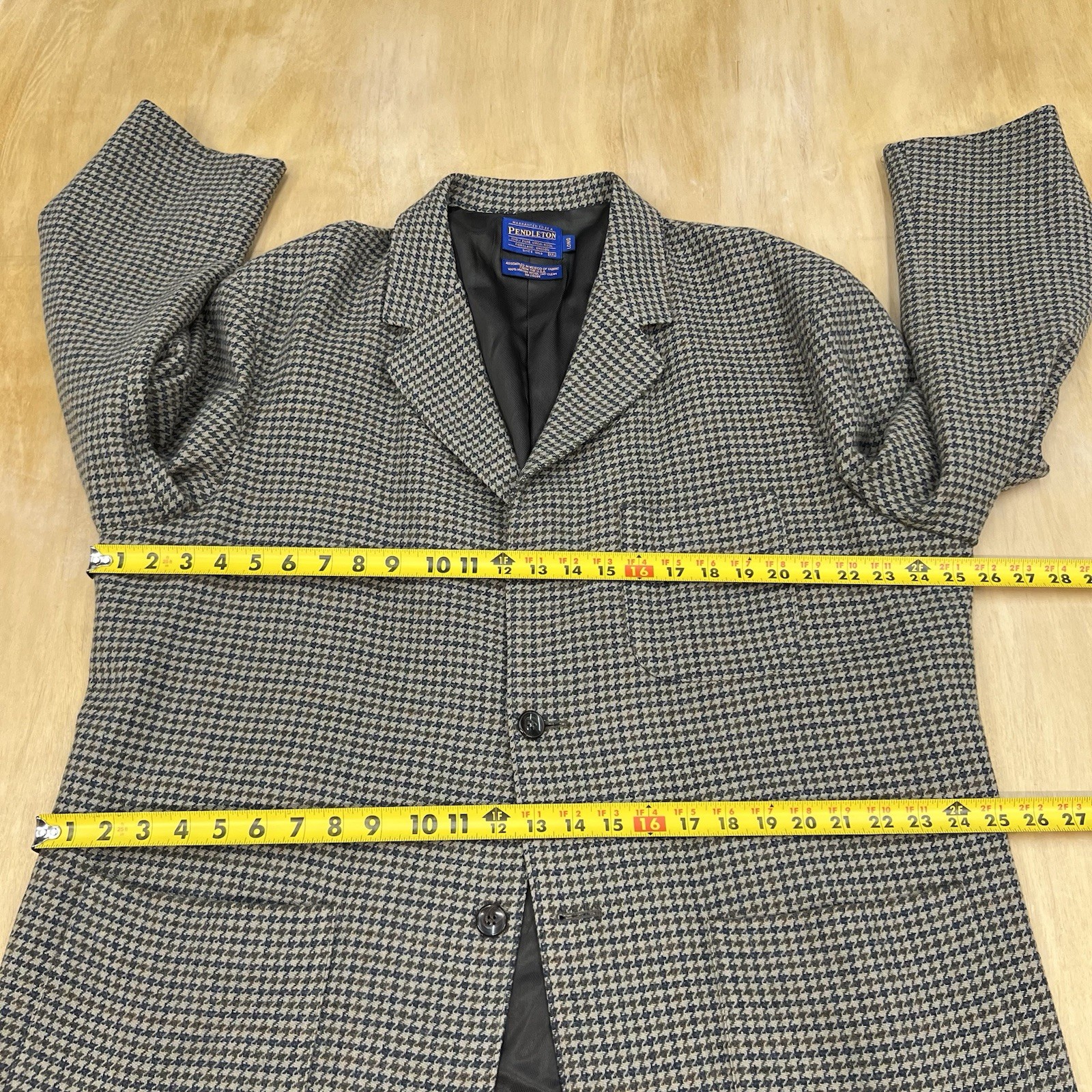 Vintage Pendleton Blazer Jacket Sport Coat Mens XXL (48) Long Olive/Beige/Navy
